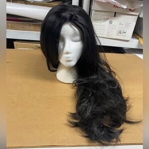 Long(mid-back) Black Synthetic Cosplay Wig